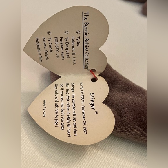 TY Beanie Baby Babies Stinger The Scorpion 1998 - RARE RETIRED - Tag Errors - Picture 6 of 6